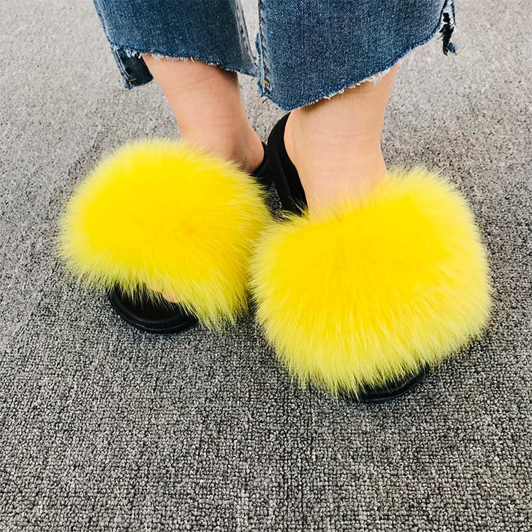 Wholesale fox fur slippers women's outdoor slippers home fur fur slippers