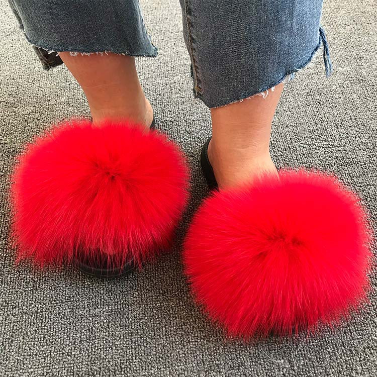 Wholesale fox fur slippers women's outdoor slippers home fur fur slippers