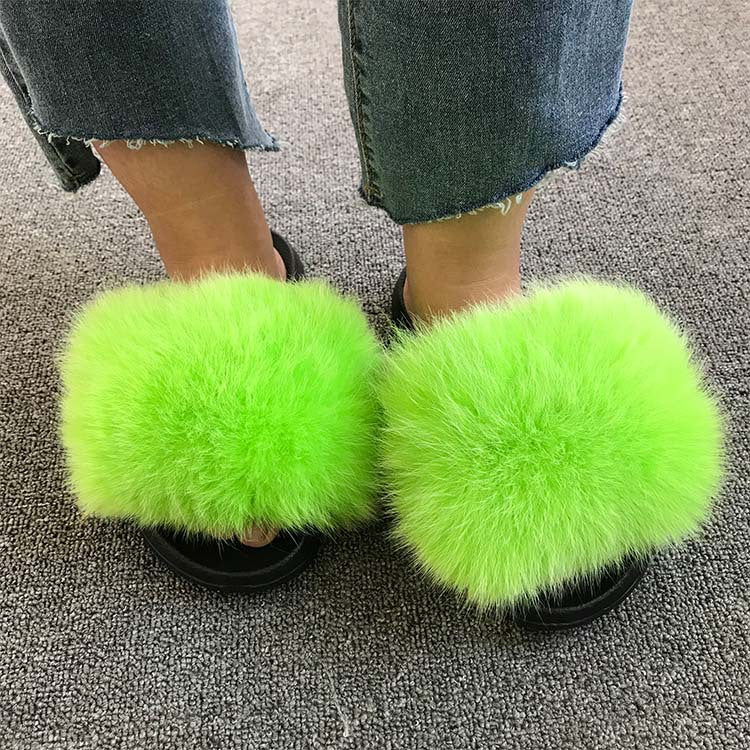 Wholesale fox fur slippers women's outdoor slippers home fur fur slippers
