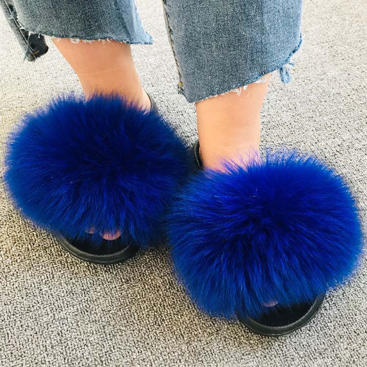 Wholesale fox fur slippers women's outdoor slippers home fur fur slippers