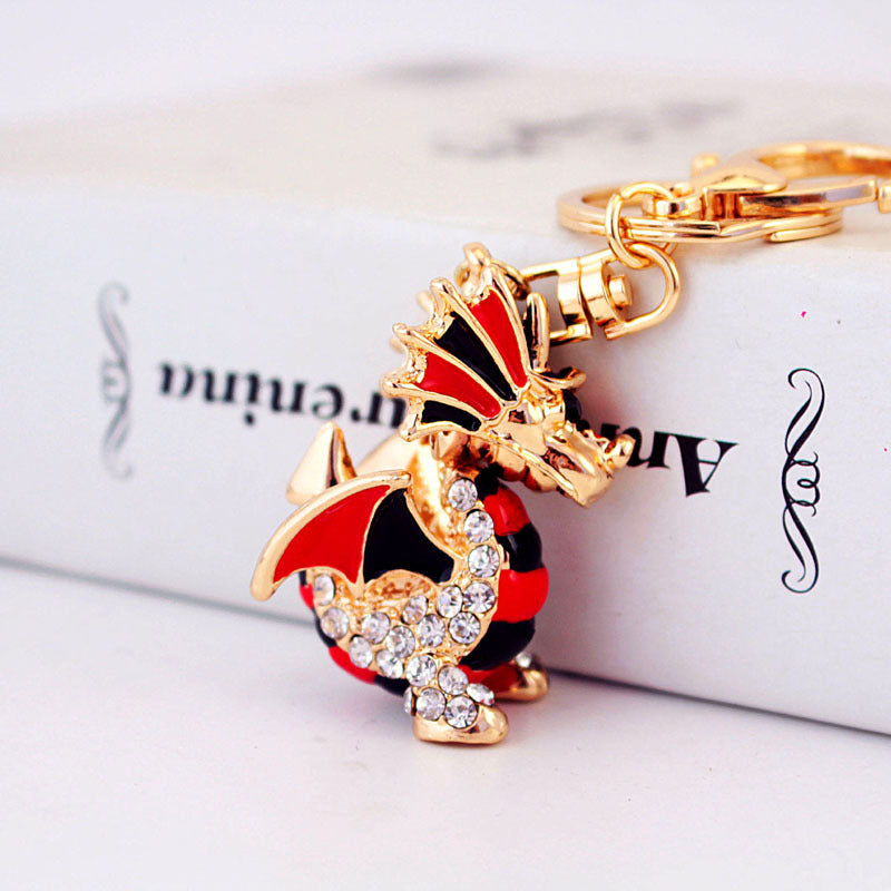 Wholesale Cartoon Crystal Diamond Dragon Zinc Alloy Keychain