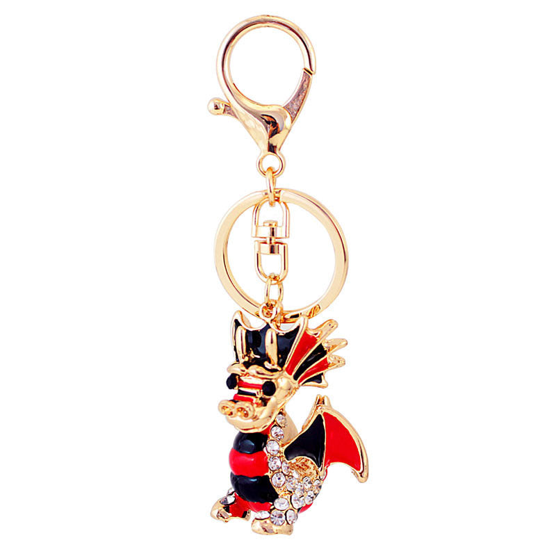 Wholesale Cartoon Crystal Diamond Dragon Zinc Alloy Keychain