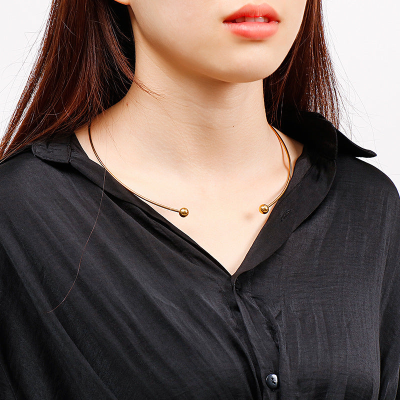 Wholesale C-shaped Opening Fashion Women's Gold Plated Necklaces