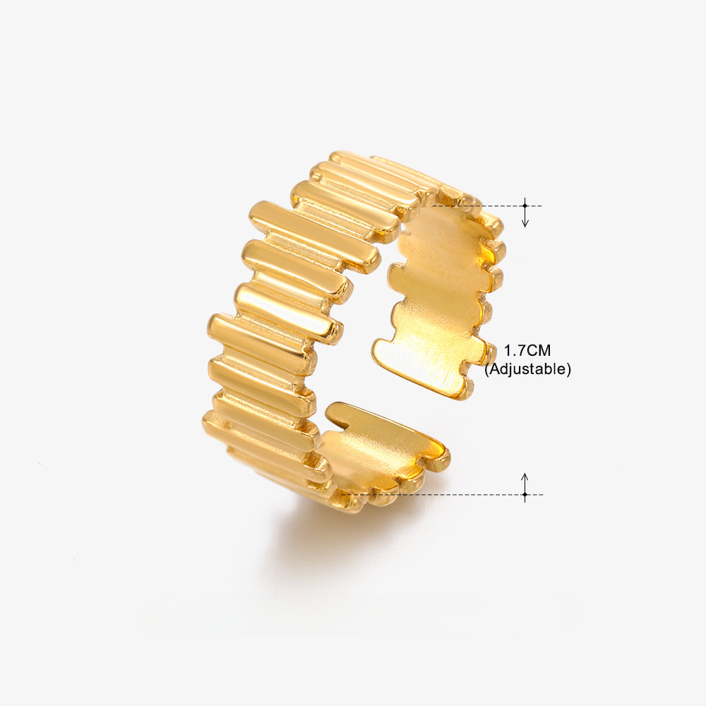 Wholesale Geometric Stainless Steel 18K Gold Plated Irregular Ring