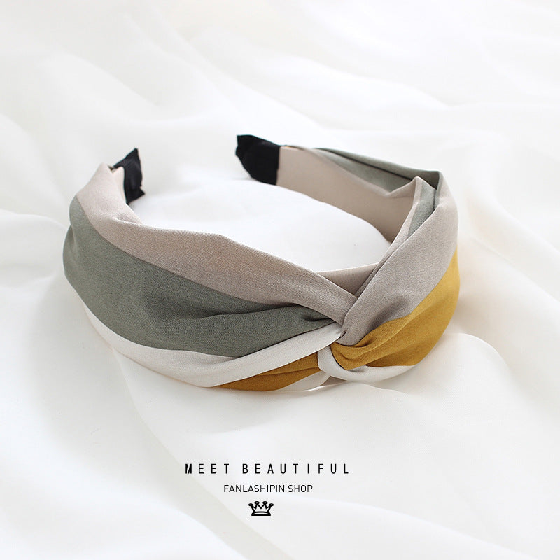 Wholesale Simple All-match Wide-brimmed Striped Women's Mori Style Outing Headband