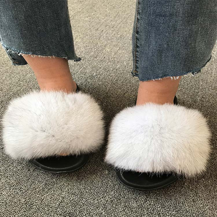 Wholesale fox fur slippers women's outdoor slippers home fur fur slippers
