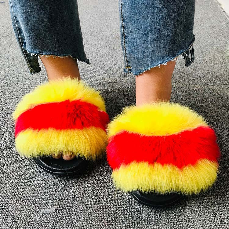 Wholesale fox fur slippers women's outdoor slippers home fur fur slippers