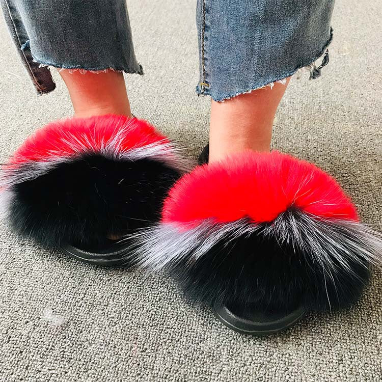 Wholesale fox fur slippers women's outdoor slippers home fur fur slippers