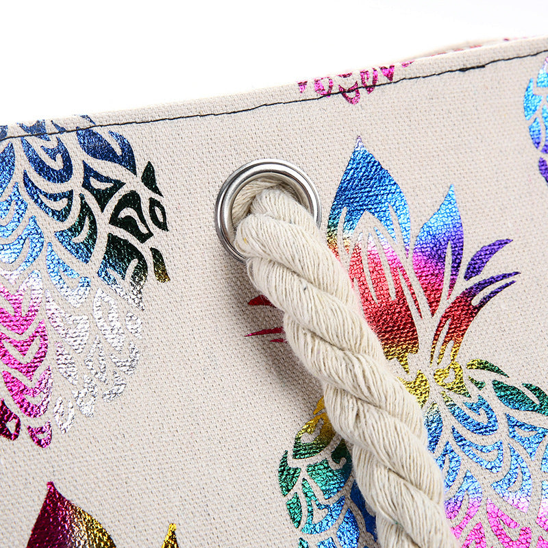 Wholesale Coarse Hemp Rope Printed Cotton Fabric Large Capacity Shoulder Bags