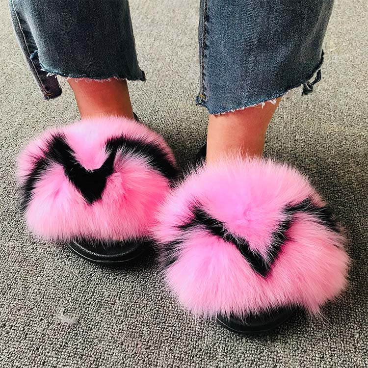 Wholesale fox fur slippers women's outdoor slippers home fur fur slippers