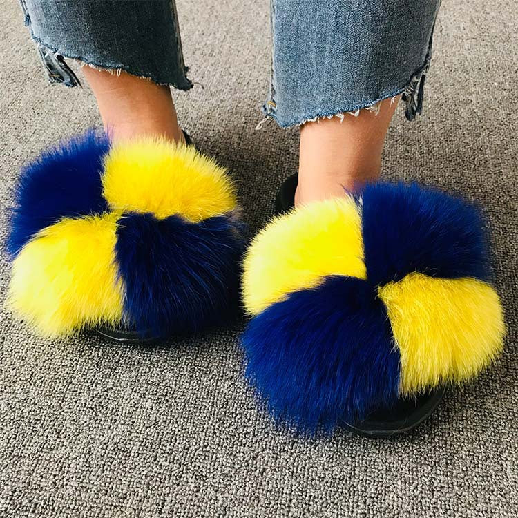 Wholesale fox fur slippers women's outdoor slippers home fur fur slippers