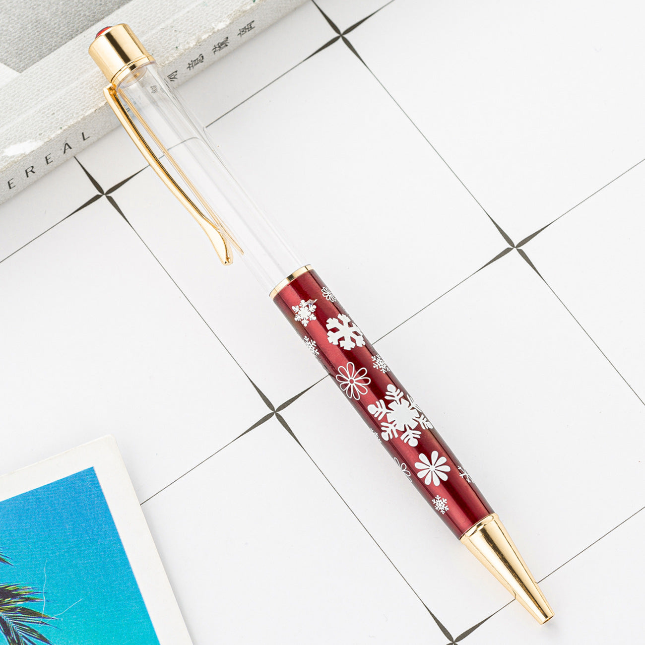 Wholesale DIY Crystal Oil Filled Empty Tube Pen Metal Ballpoint Pen