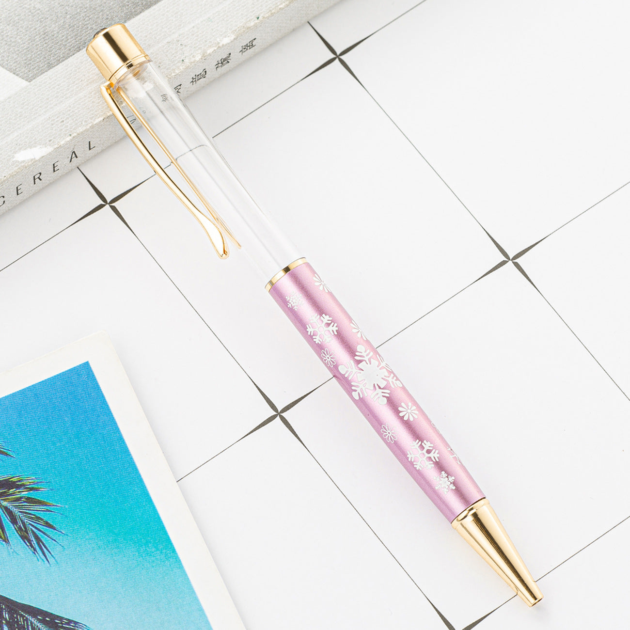 Wholesale DIY Crystal Oil Filled Empty Tube Pen Metal Ballpoint Pen