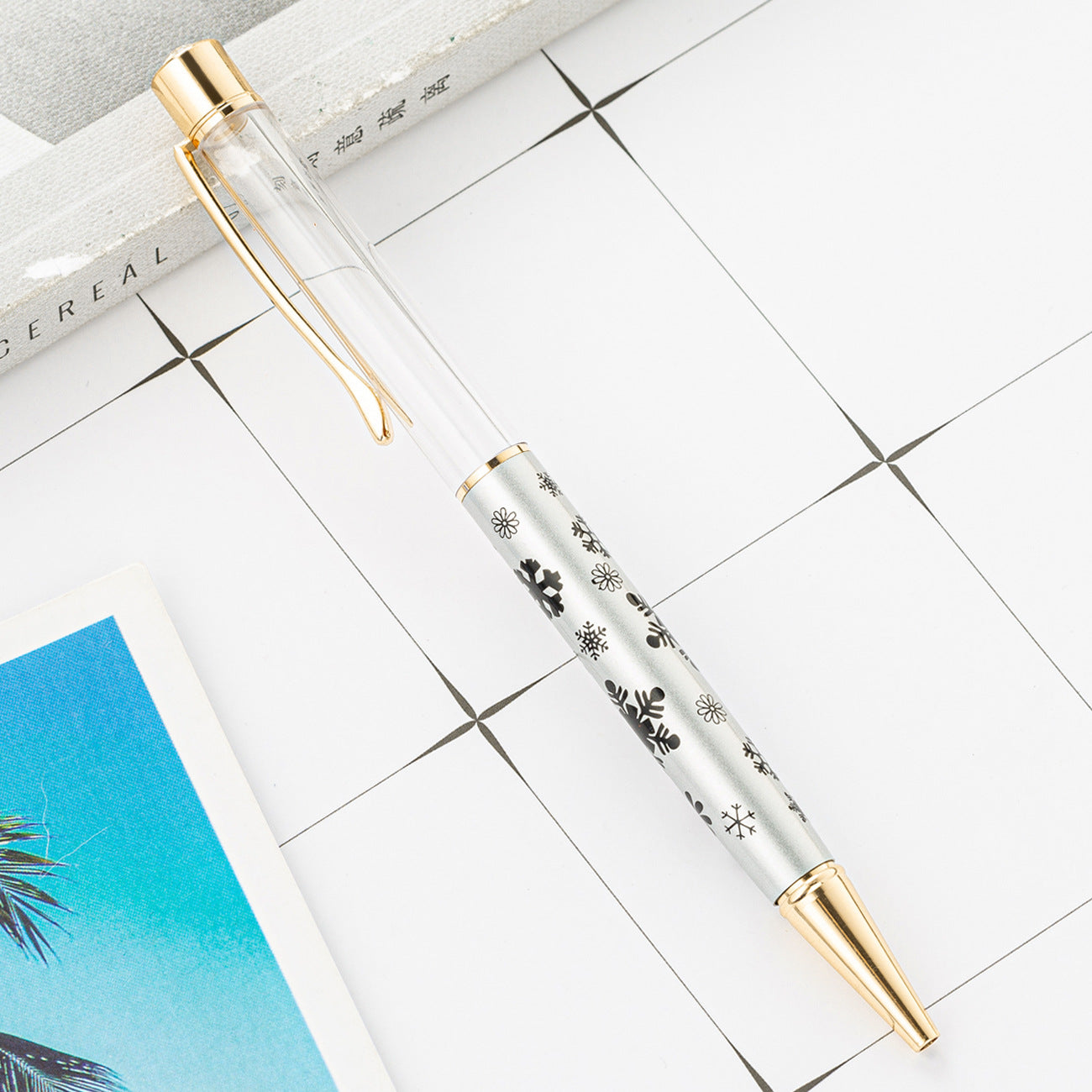 Wholesale DIY Crystal Oil Filled Empty Tube Pen Metal Ballpoint Pen