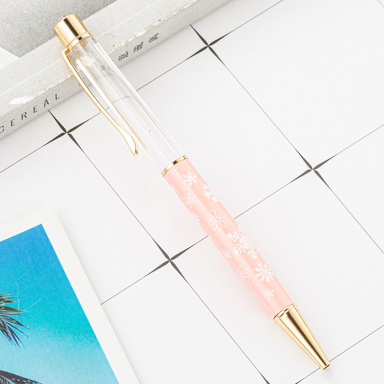 Wholesale DIY Crystal Oil Filled Empty Tube Pen Metal Ballpoint Pen