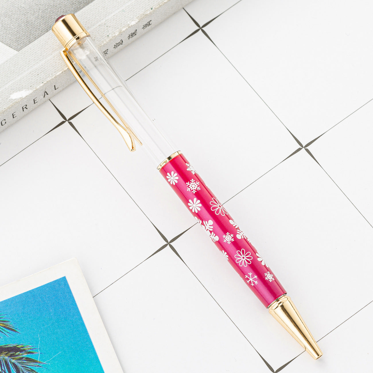 Wholesale DIY Crystal Oil Filled Empty Tube Pen Metal Ballpoint Pen