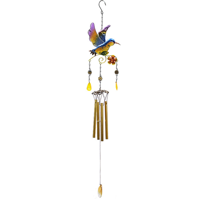 Wholesale Wrought iron wind chime diamond glass painted bell wind chime pipe pendant