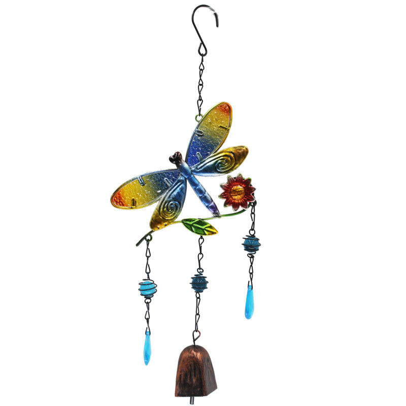 Wholesale Wrought iron wind chime diamond glass painted bell wind chime pipe pendant