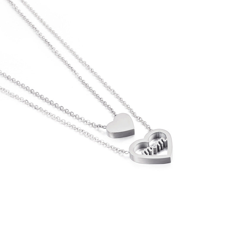 Wholesale New Mother's Day Love Ladies Clavicle Chain Titanium Steel Small Hearts 18K Gold Double Necklace