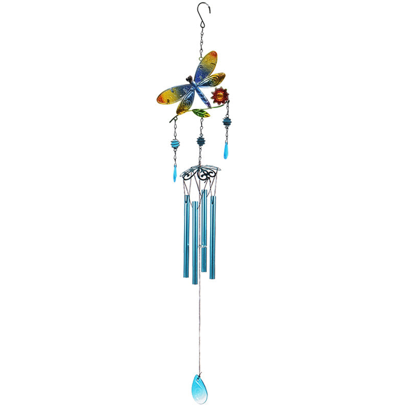 Wholesale Wrought iron wind chime diamond glass painted bell wind chime pipe pendant