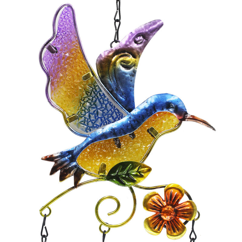 Wholesale Wrought iron wind chime diamond glass painted bell wind chime pipe pendant