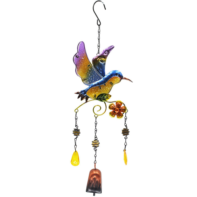 Wholesale Wrought iron wind chime diamond glass painted bell wind chime pipe pendant