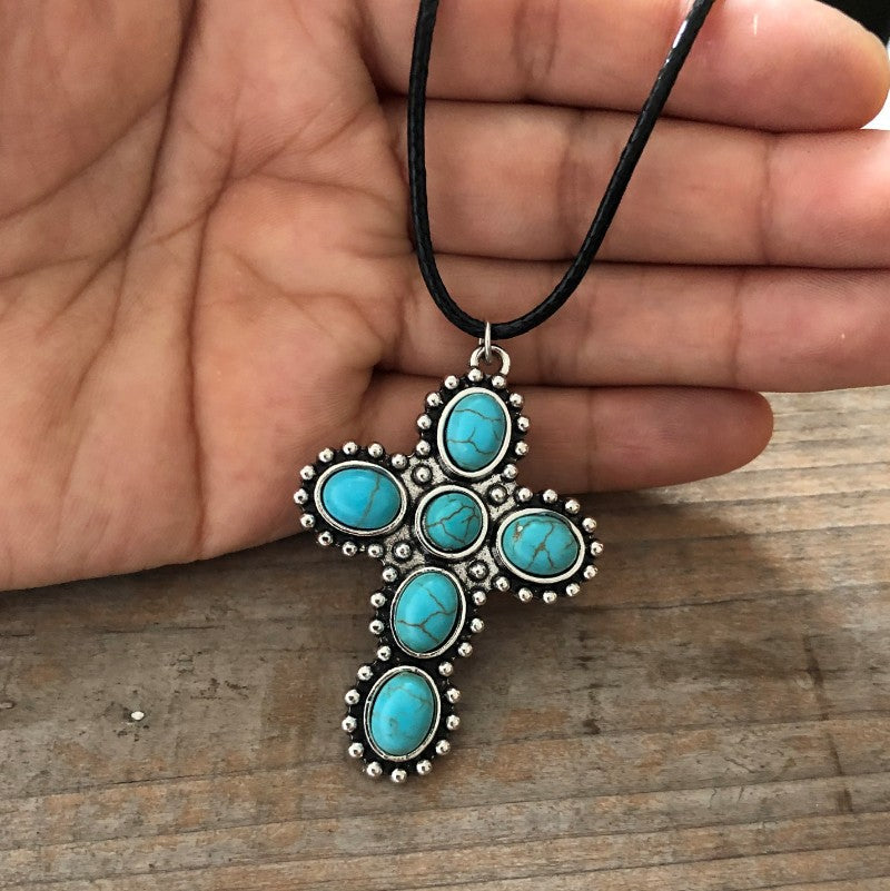 Wholesale Vintage Turquoise Cross Necklace