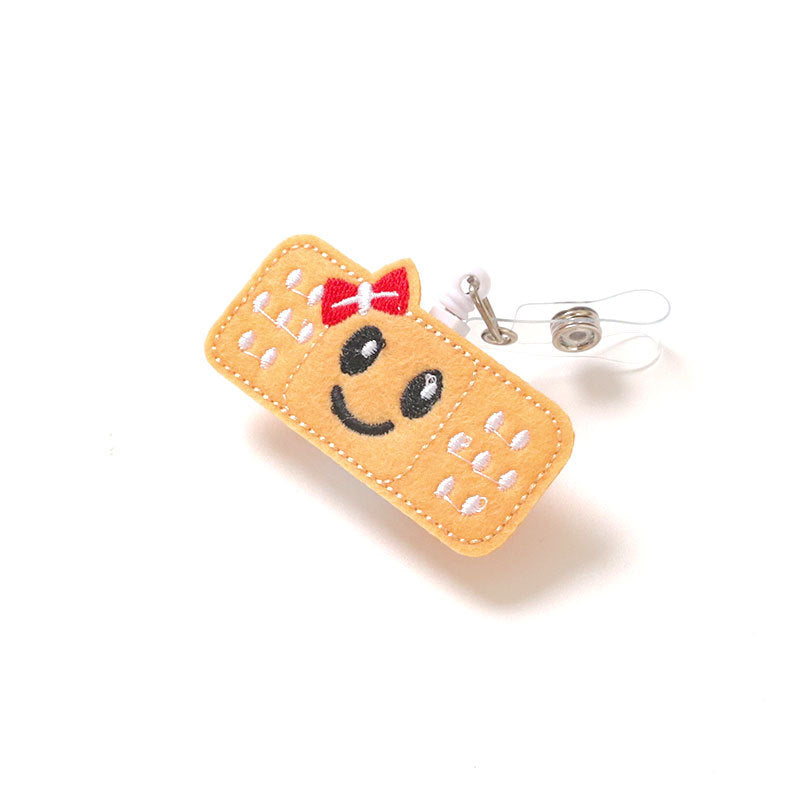 Wholesale Badge Reels Fabric Smiley Face Retractable Keychain