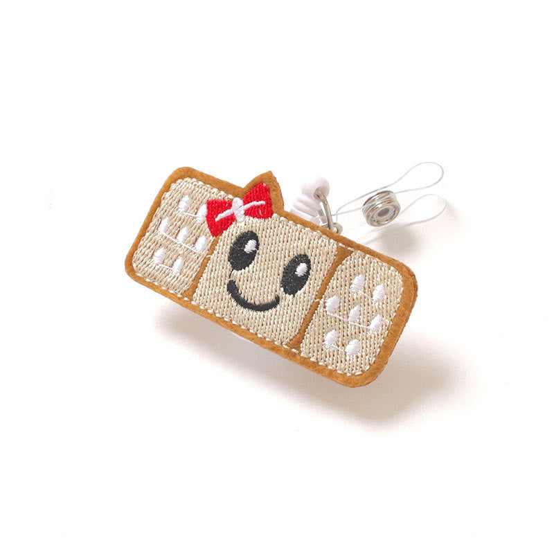 Wholesale Badge Reels Fabric Smiley Face Retractable Keychain