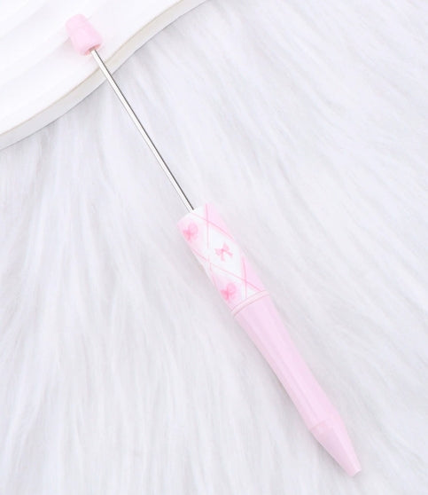 Wholesale DIY Pink Bow Pattern Printed Beaded Pen
