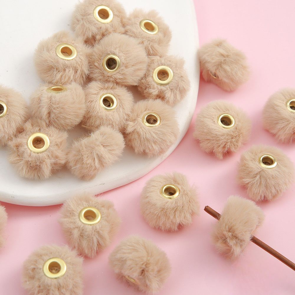 Wholesale 100PCS 2CM perforated hair ball straight hole beading handmade diy accessories