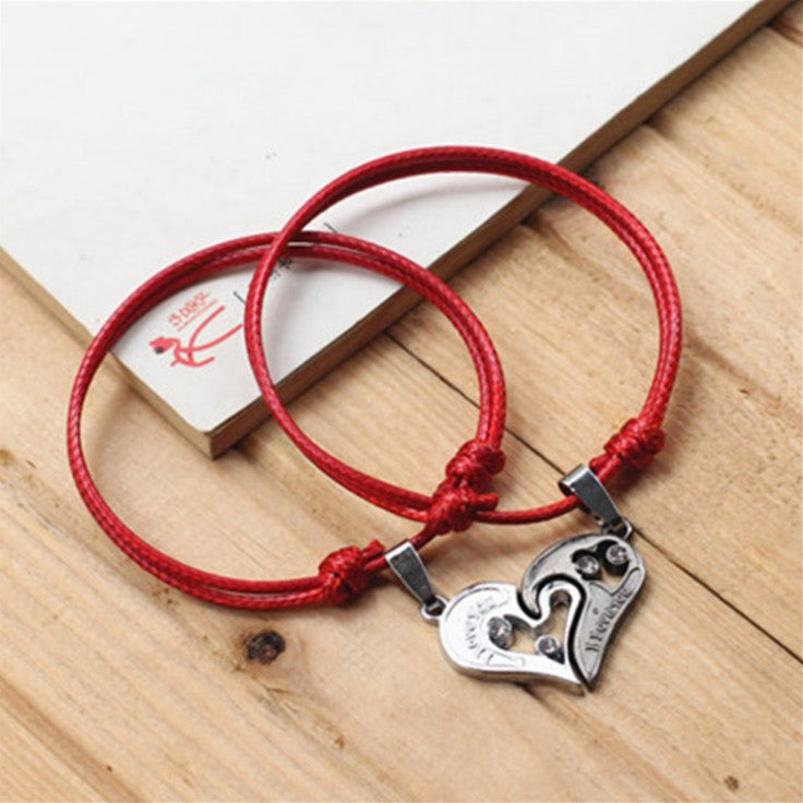 Wholesale Heart Key Lock Combination Leather Cord Bracelet