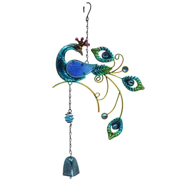 Wholesale Peacock wind chime creative metal glass painted pendant