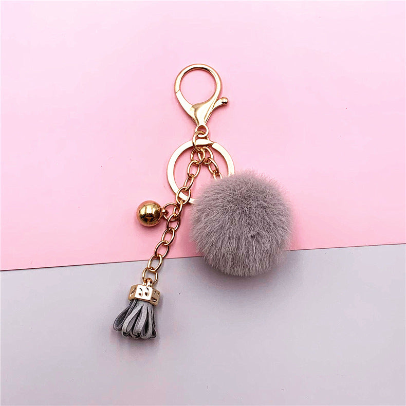Wholesale Creative keychain cute tassel fruit color fur ball car keychain