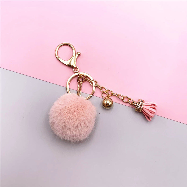 Wholesale Creative keychain cute tassel fruit color fur ball car keychain