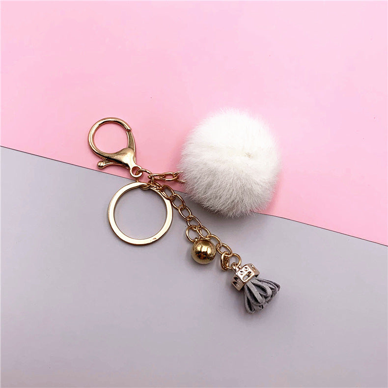 Wholesale Creative keychain cute tassel fruit color fur ball car keychain