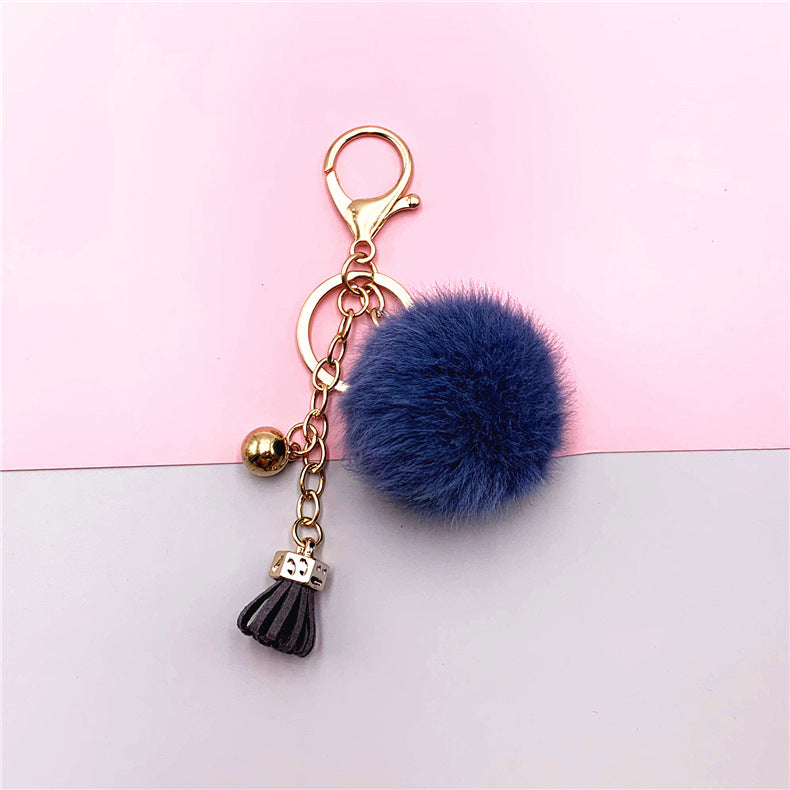 Wholesale Creative keychain cute tassel fruit color fur ball car keychain