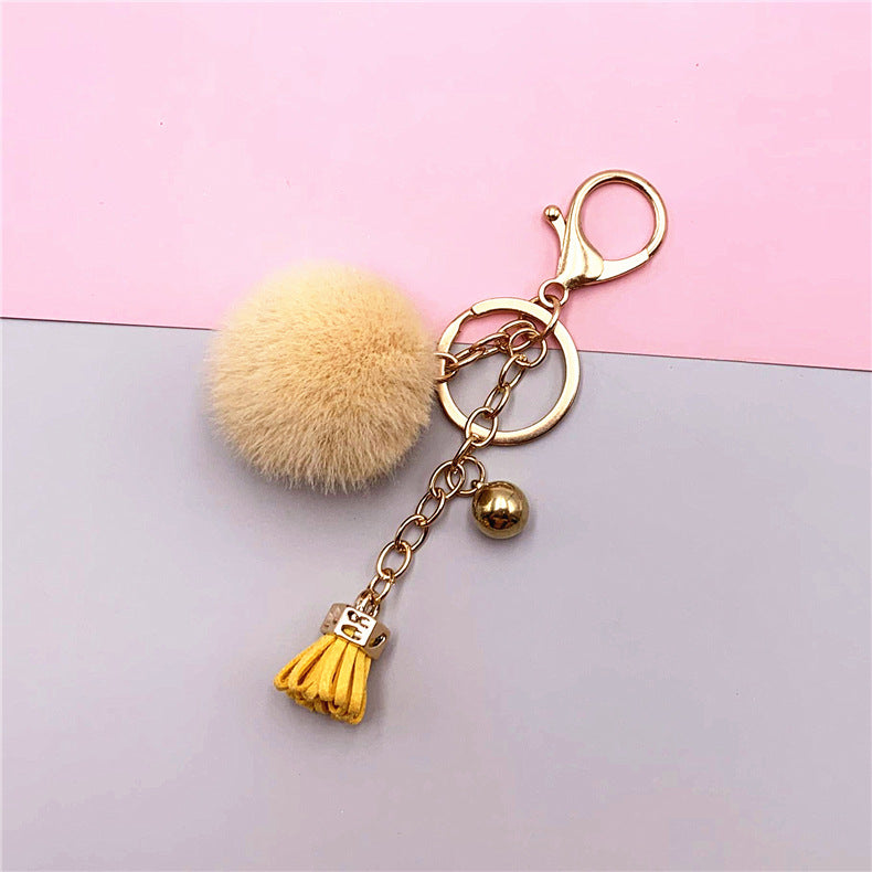 Wholesale Creative keychain cute tassel fruit color fur ball car keychain