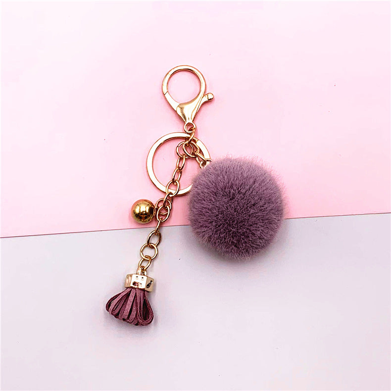 Wholesale Creative keychain cute tassel fruit color fur ball car keychain