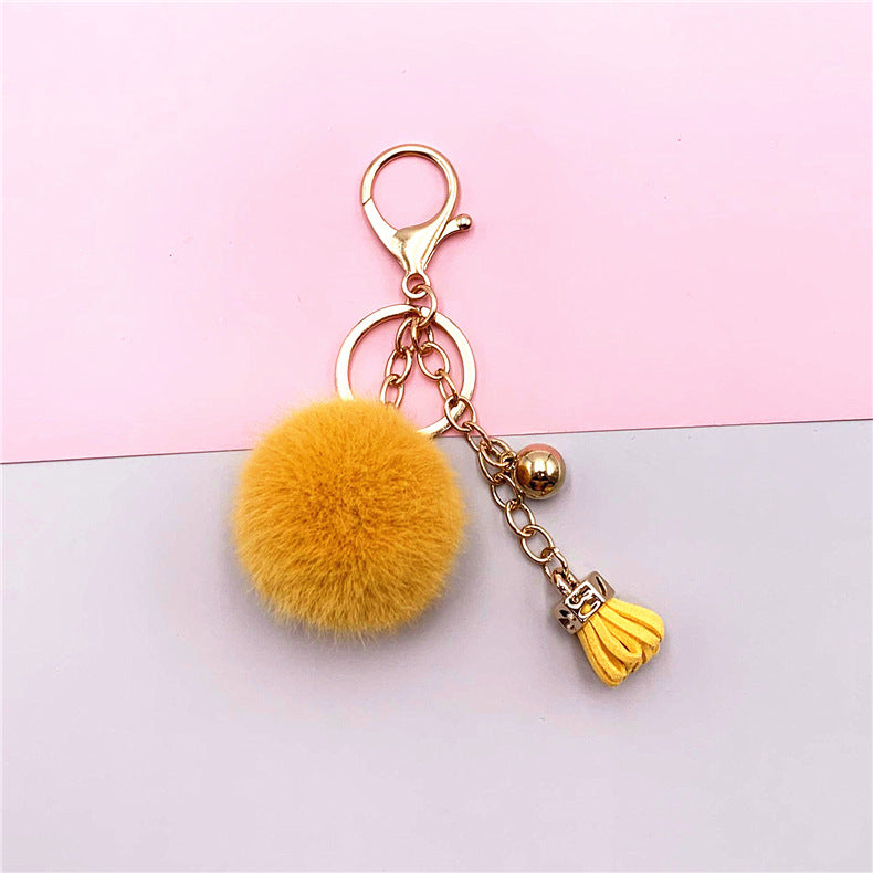 Wholesale Creative keychain cute tassel fruit color fur ball car keychain