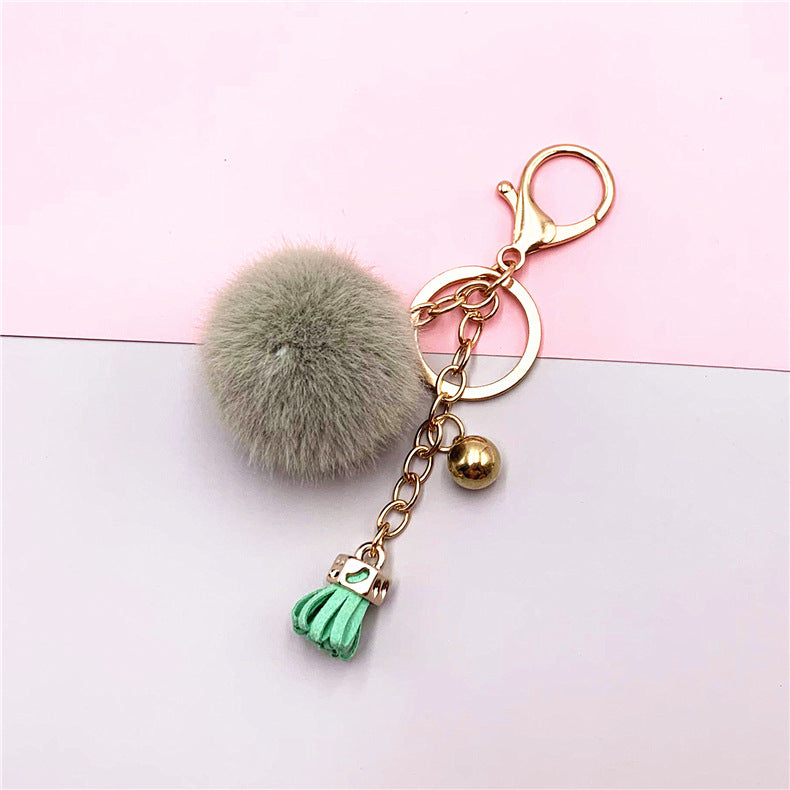 Wholesale Creative keychain cute tassel fruit color fur ball car keychain