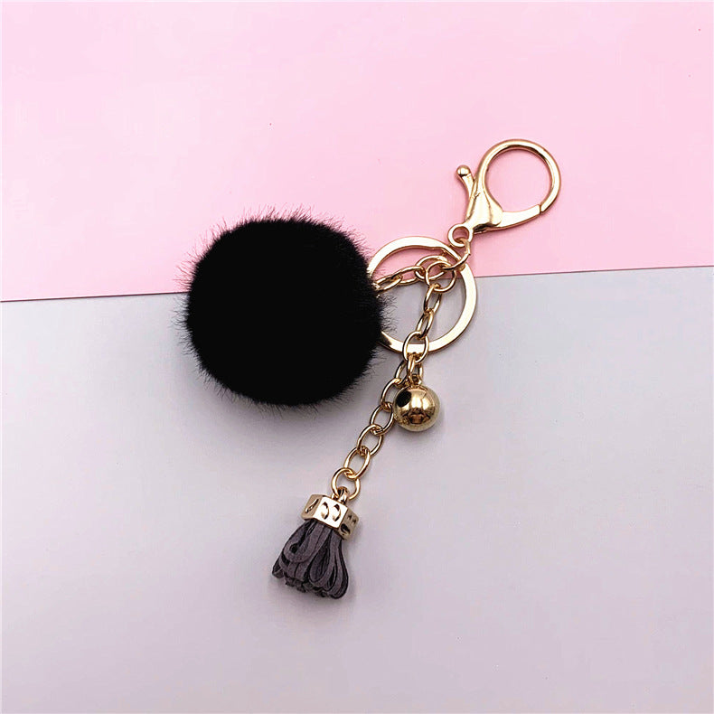 Wholesale Creative keychain cute tassel fruit color fur ball car keychain