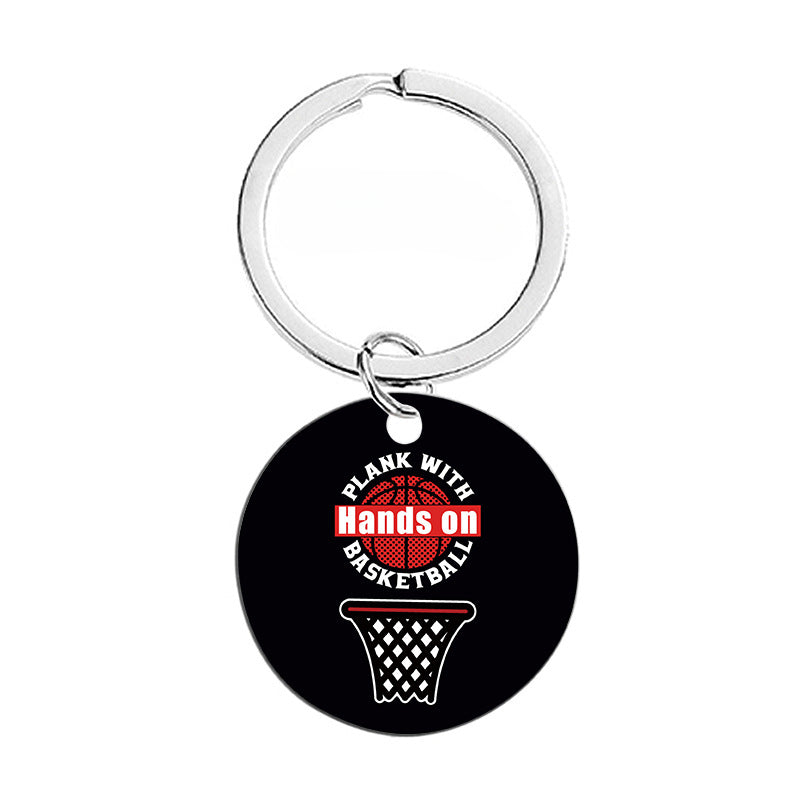 Wholesale Basketball Circular Hanging Tag Metal Keychain