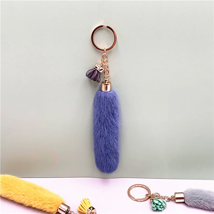 Wholesale Creative tassel keychain cute bag cartoon plush pendant car keychain