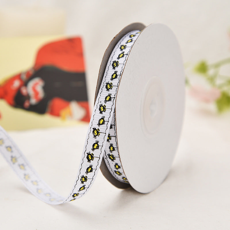 Wholesale New Halloween Webbing 1cm Spot Holiday Decoration Small Roll Ribbon Jewelry Gift Box