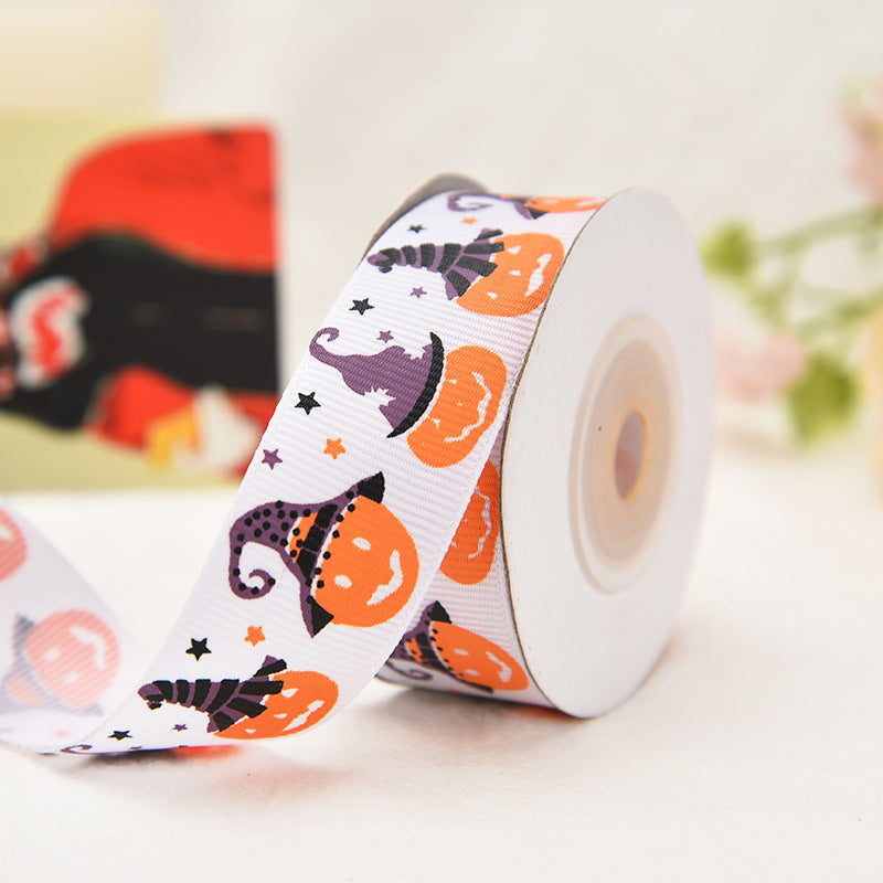 Wholesale New Halloween Webbing 1cm Spot Holiday Decoration Small Roll Ribbon Jewelry Gift Box