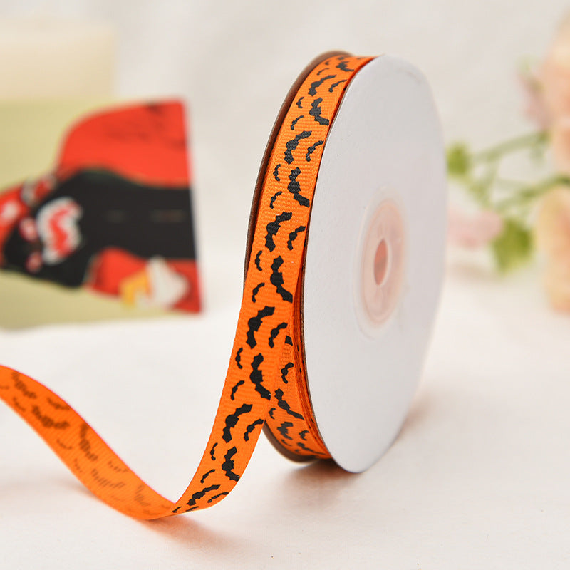 Wholesale New Halloween Webbing 1cm Spot Holiday Decoration Small Roll Ribbon Jewelry Gift Box