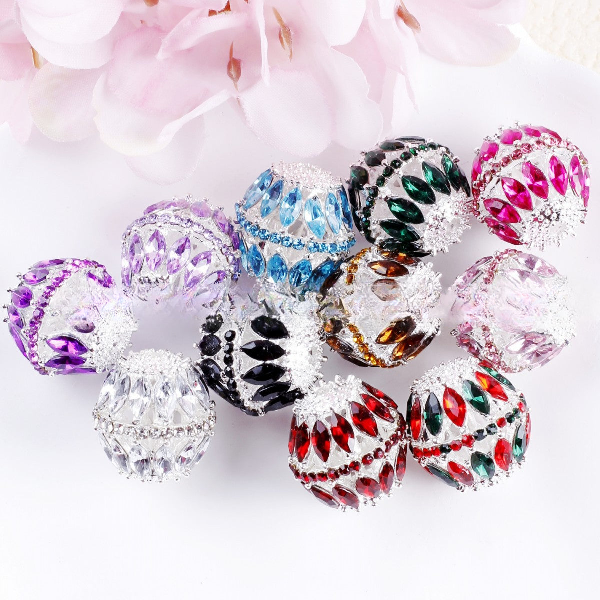 Wholesale 10pcs Heavy Duty Diamond Alloy Zircon Chain Chain Hollow Beads