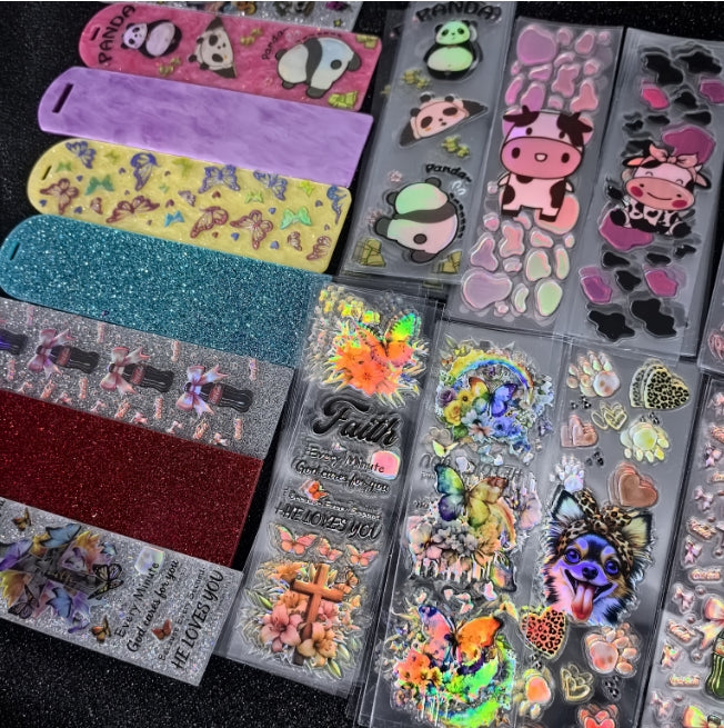 Wholesale Random Holographic Stickers 20/50/100pcs UV DTF Wraps Pen Sticker & Cartoon Random Styles Bookmark Stickers for Crafts Wraps
