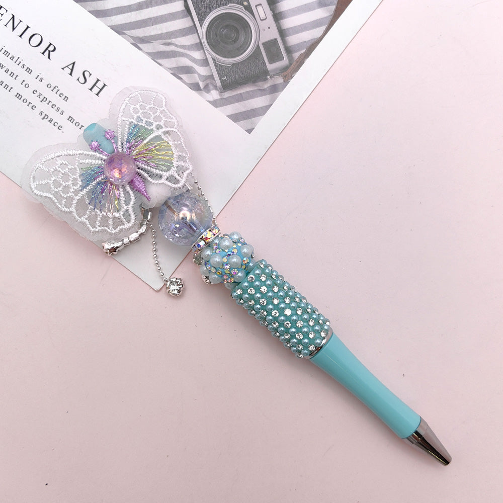 Wholesale Beaded Pen Pearl Rhinestone Bow Lace Pen Handmade Boutique Beaded Pen